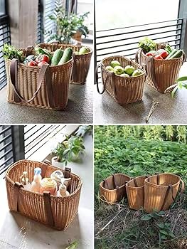 手編み　籠バッグ　バスケット Amazon.co.jp: カゴバッグ 手編みかごバスケット ホーム